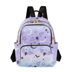 Mini Backpack Purse for Women Lightweight Girls Small Size Bat Starry Sky🙀